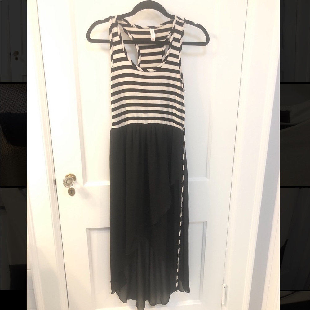 Black & White High-Low Racerback Summer Dress - SM